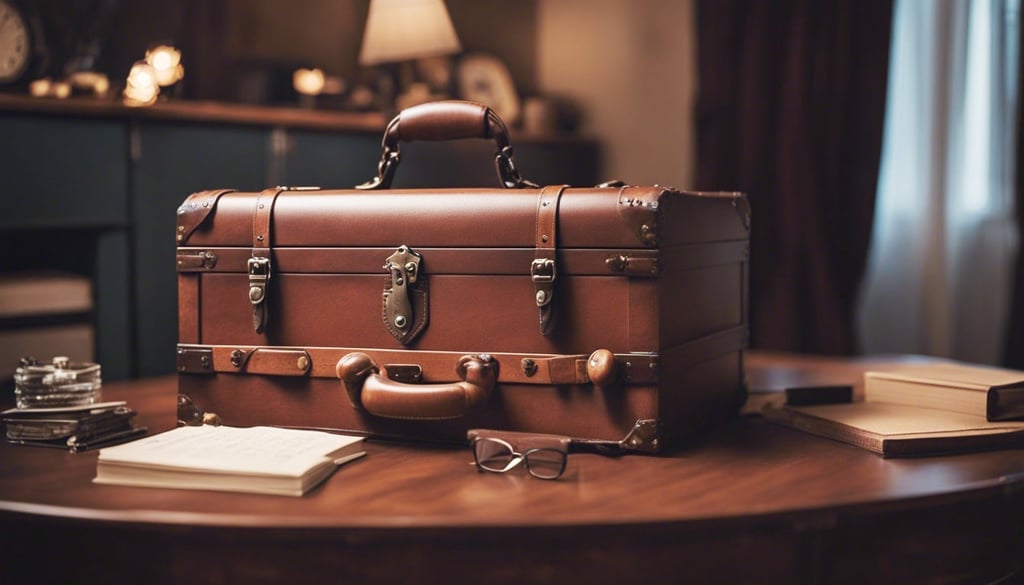 vintage desk trunk in a mans bedroom