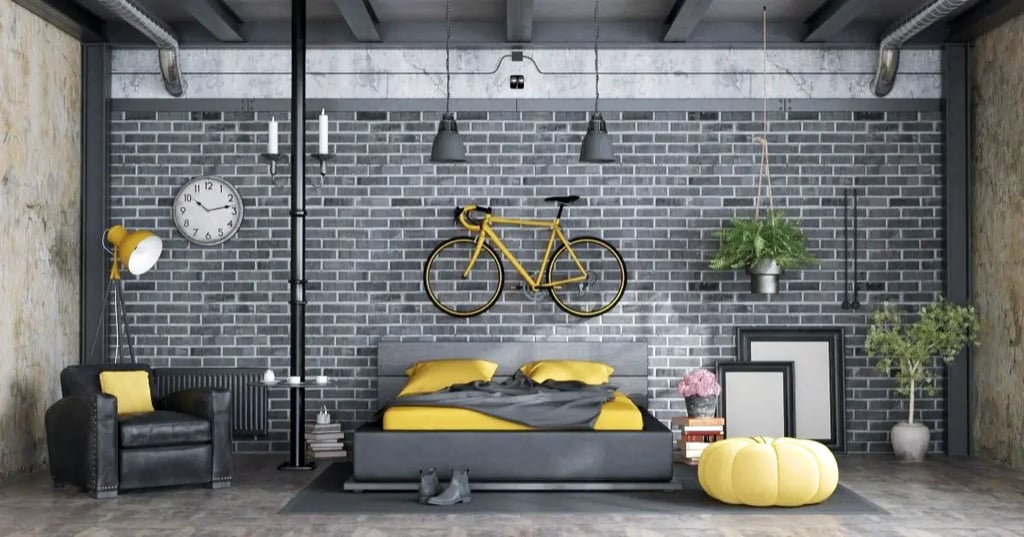 Black bedroom with fun accessories