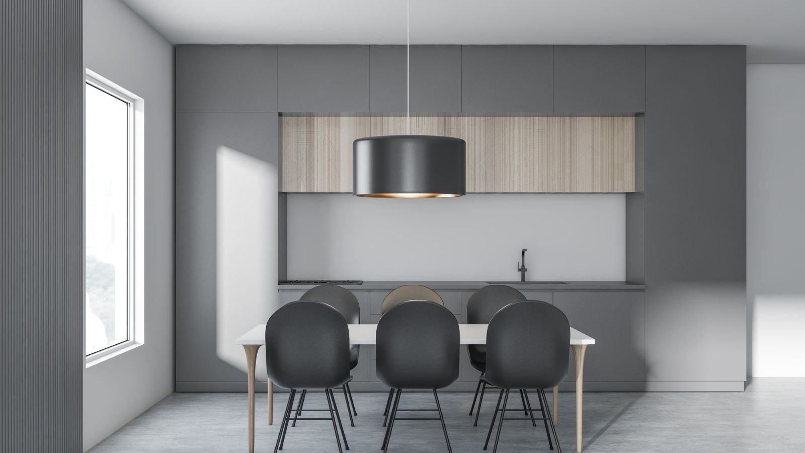 Create a unique kitchen with greyscale tones
