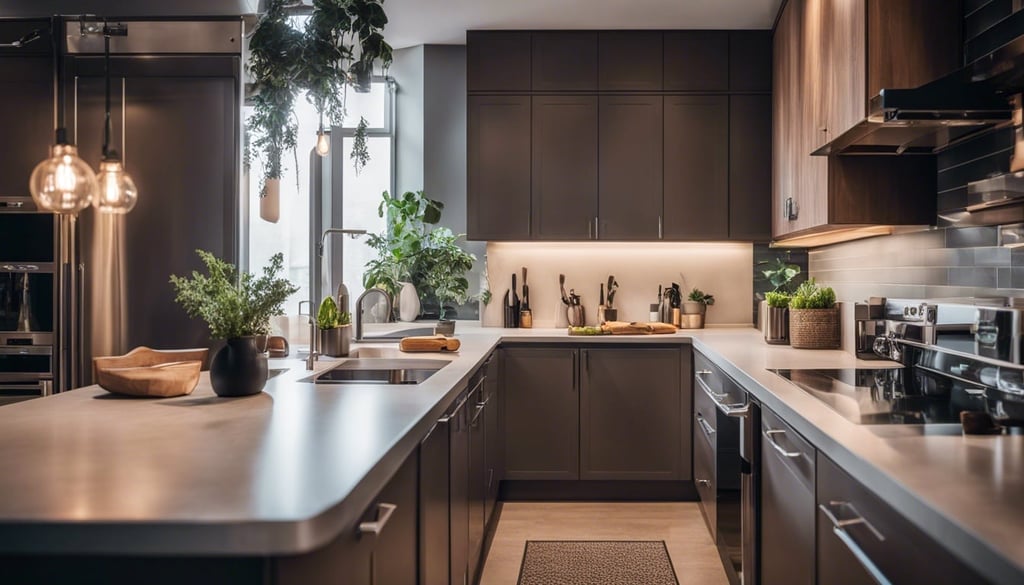 Small kitchen withunder cabinet lighting