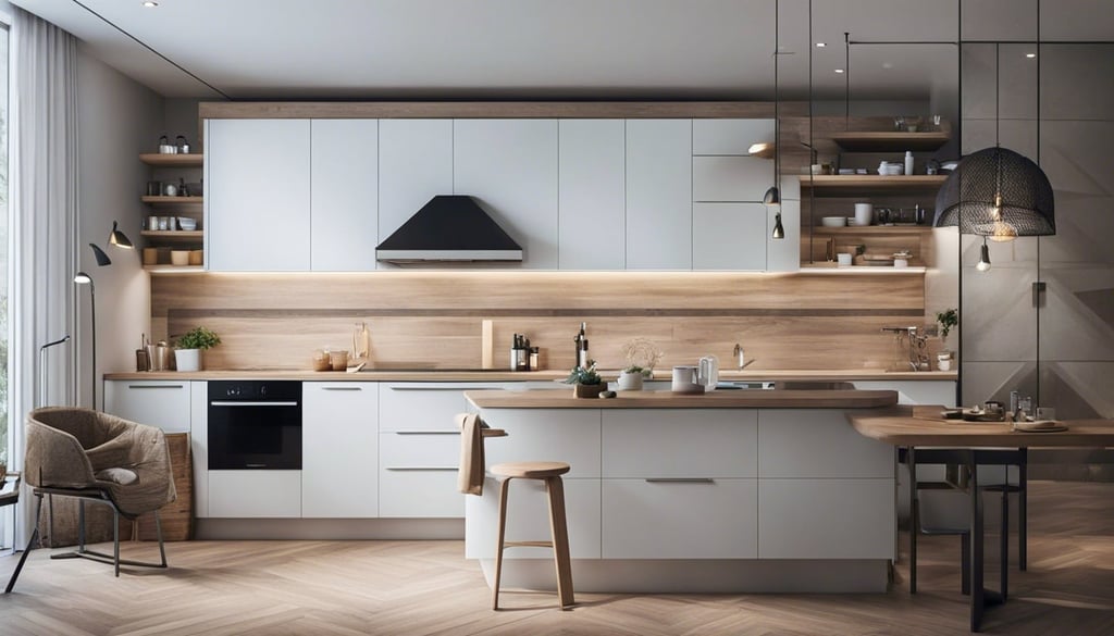 Small kitchen with light wood floor