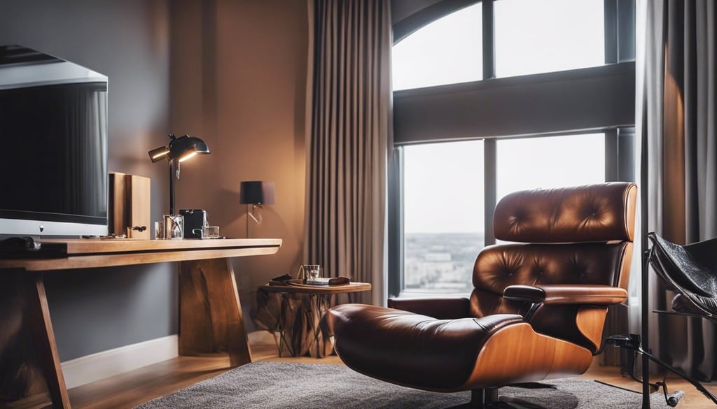 Mens bedroom with comfportable leather chair