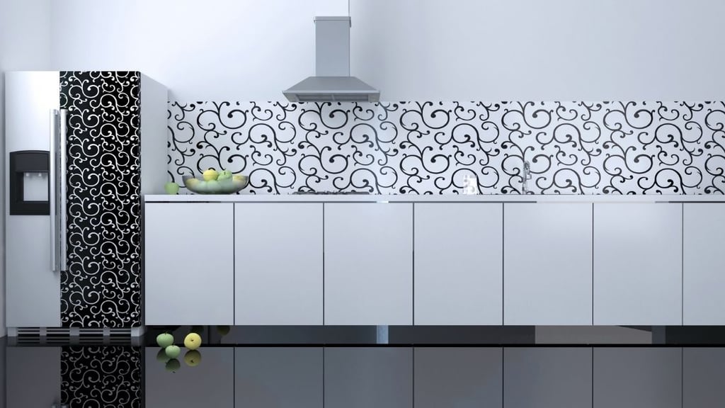 Black and White patterns Kitchen Backsplash