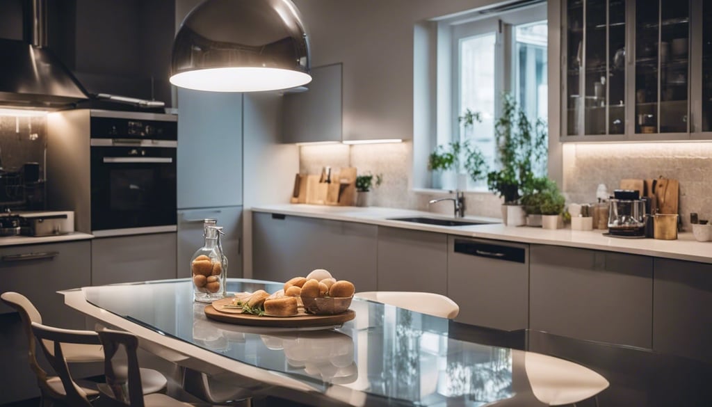 Small kitchen with glass table