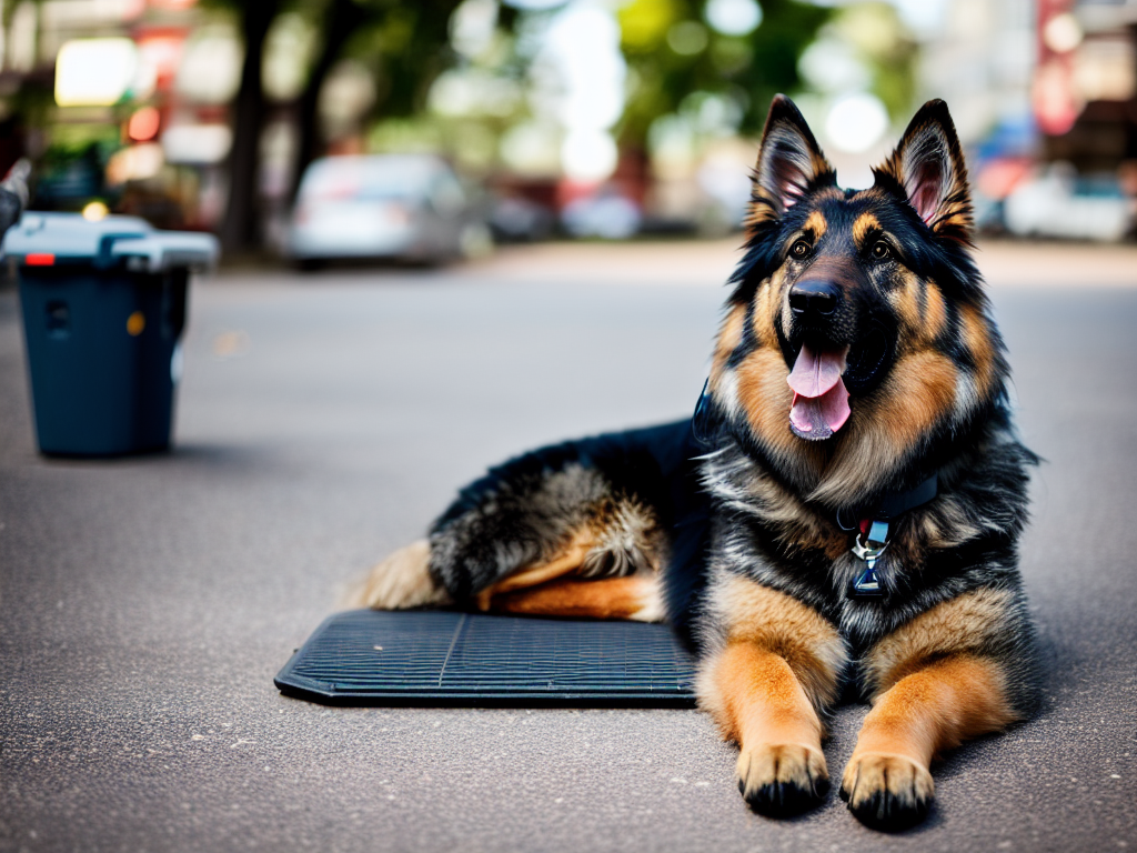 long haired german shepherd dog waiting for food
