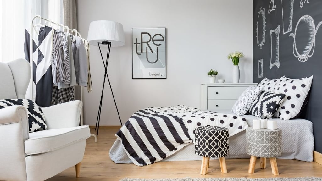 Black and White Polka Dot  and Stripes Patterned