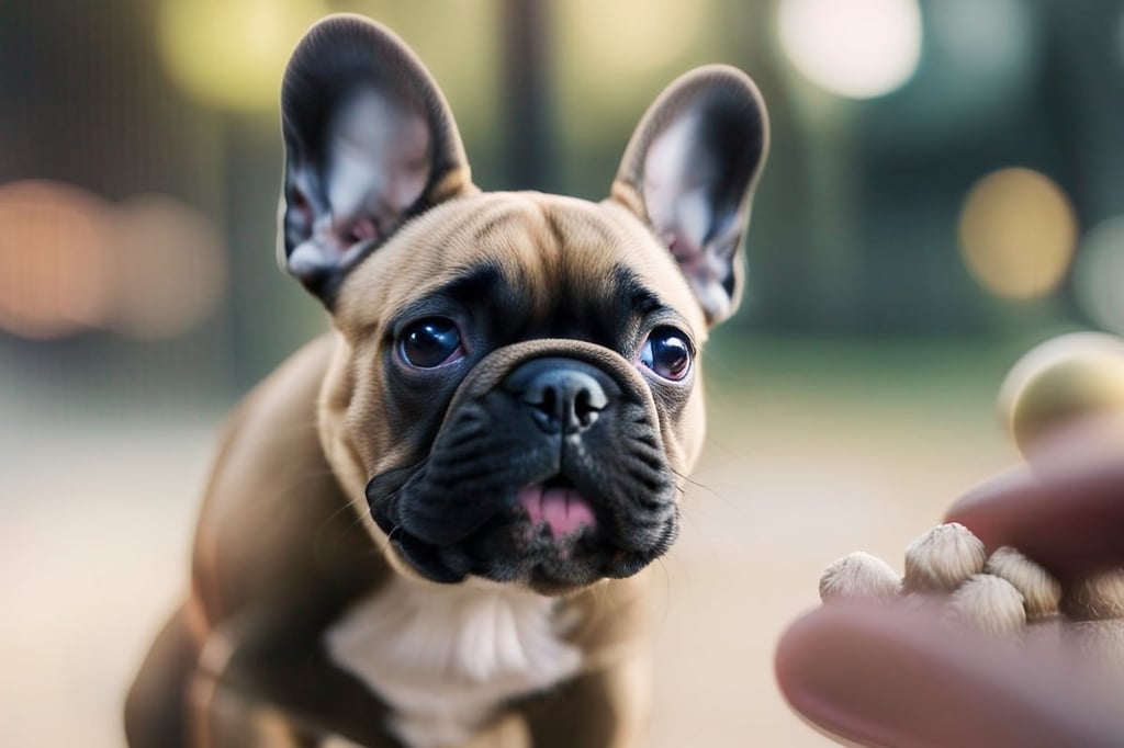 French Bulldog puppy learning to sit