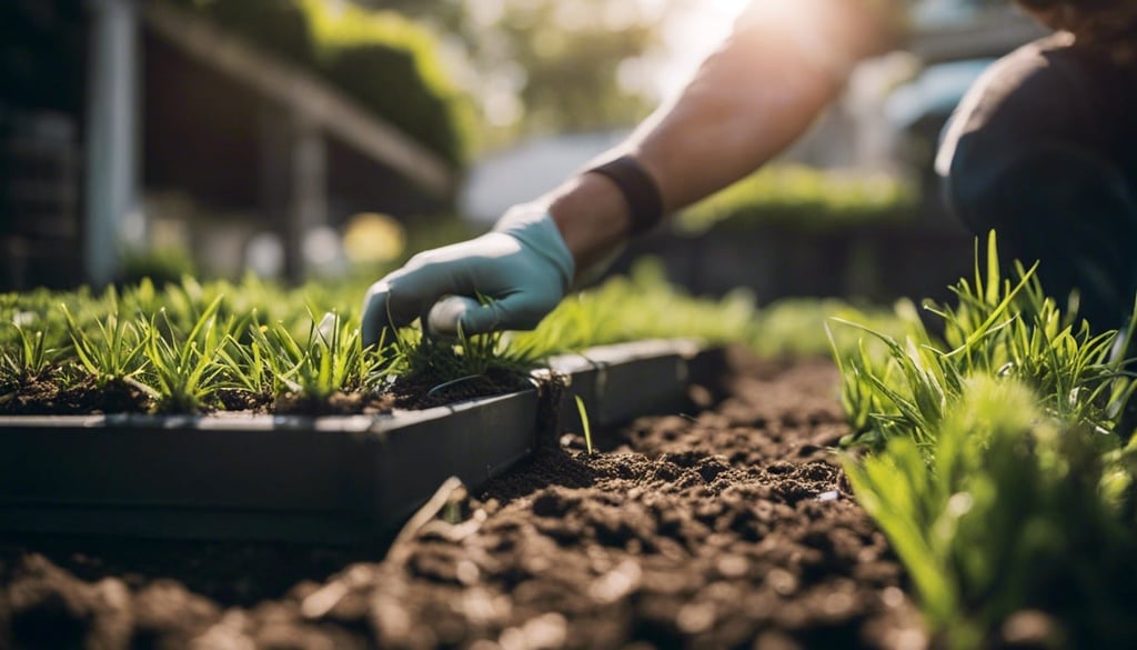A professional landscaper installing sod