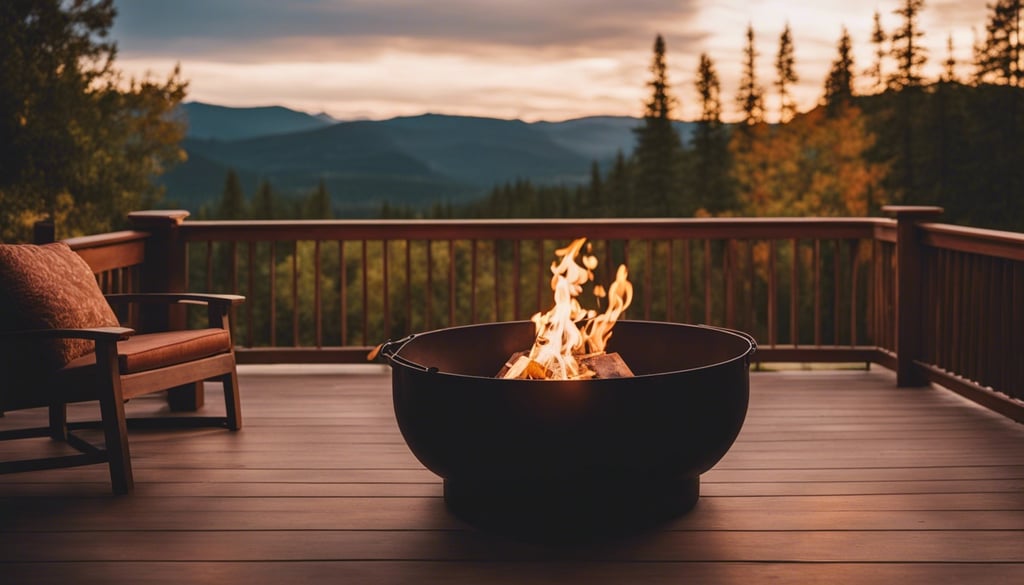 firepit on backyard deck