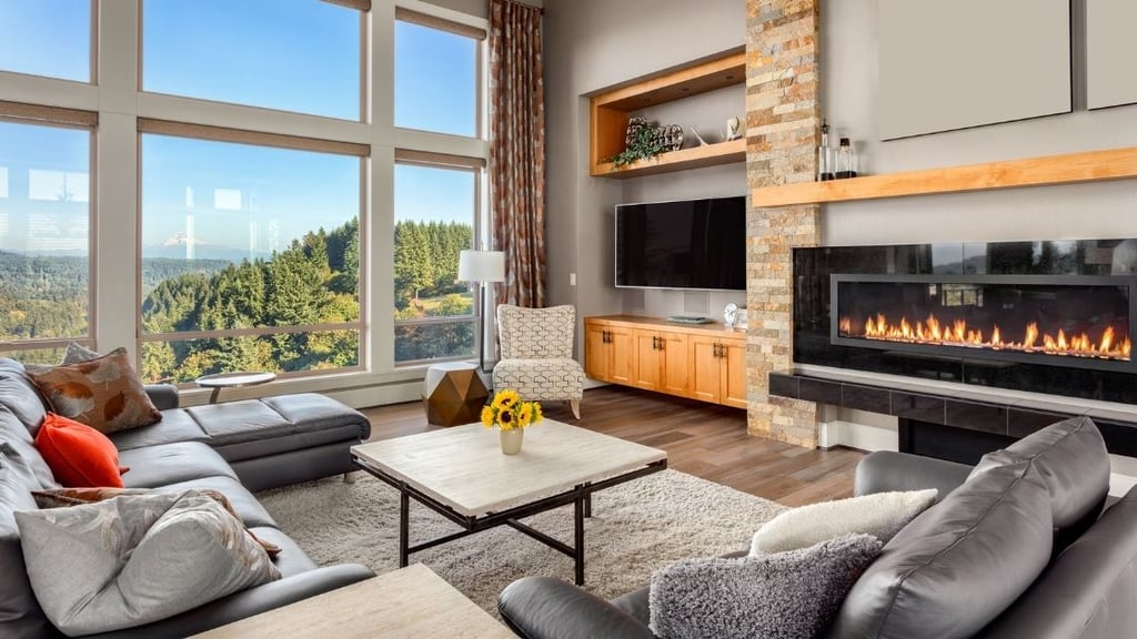 Luxury Living Room Large Fireplace