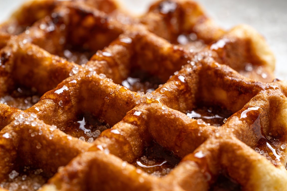 Lacquered golden brown authentic liege waffles