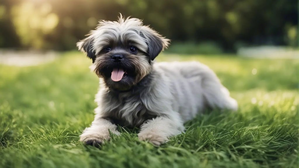 Affenpinscher puppy having fun in the backyard