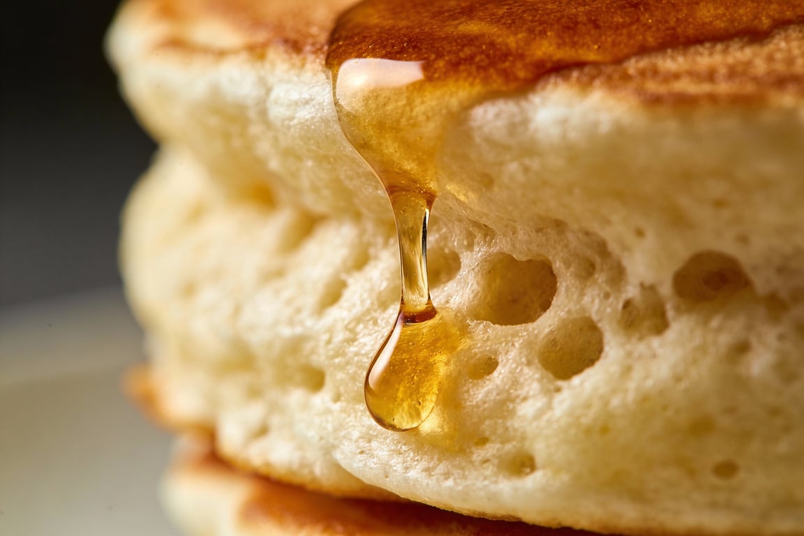 Ingredients for buttermilk soufflé pancakes and bourbon peach compote