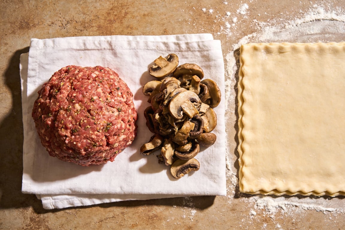 Ground beef wellington hack prep