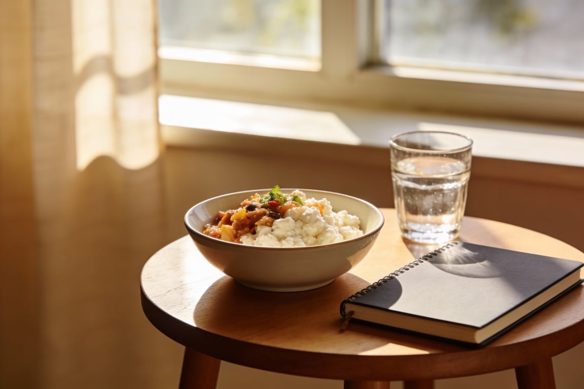 High protein budget cottage cheese bowl close up