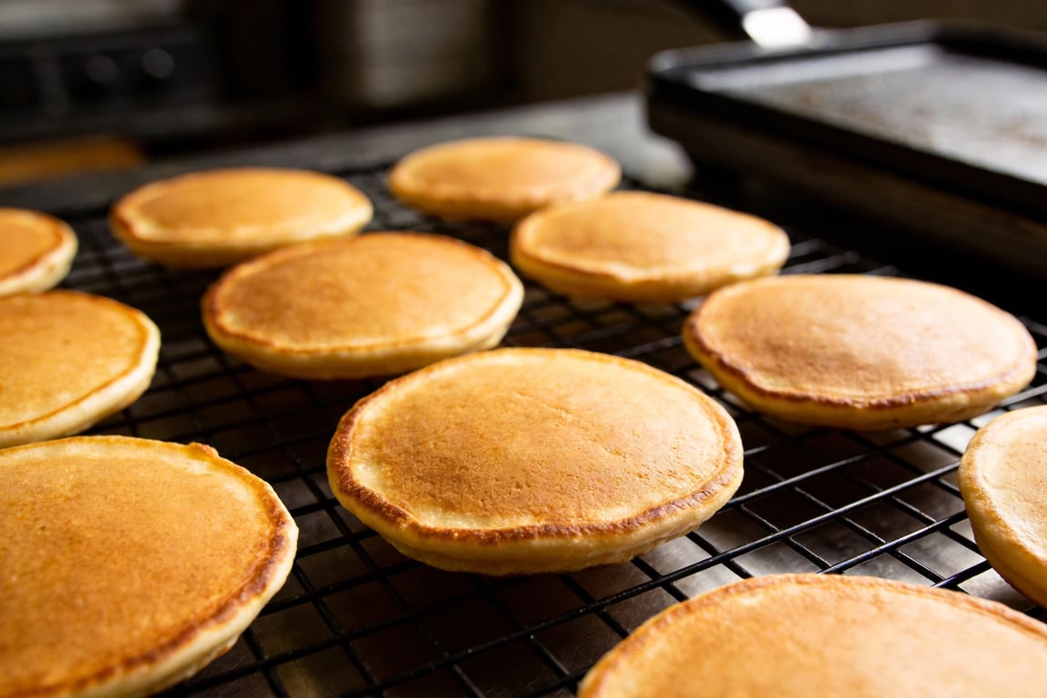 Flash freezing oatmeal pancakes on a parchment lined tray