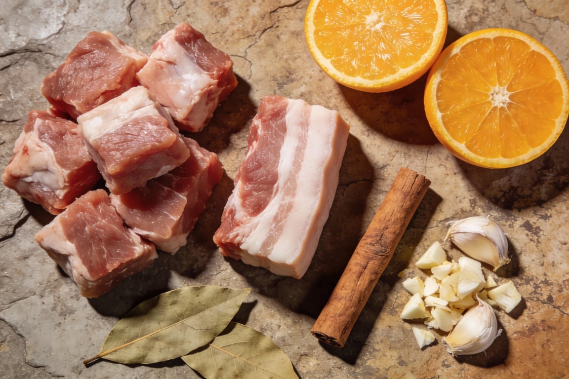 Preparing pork shoulder and belly for an authentic Mexican carnitas recipe