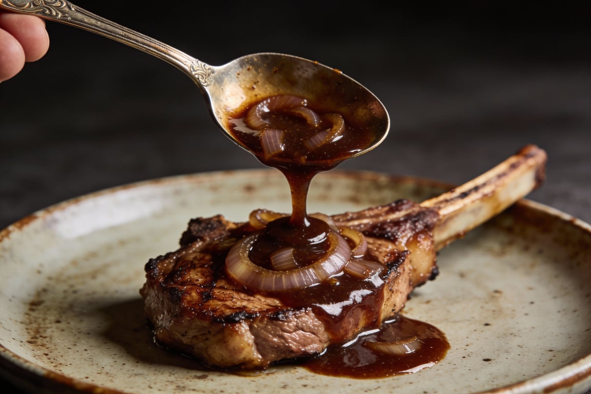 Southern Onion Gravy in a cast iron skillet
