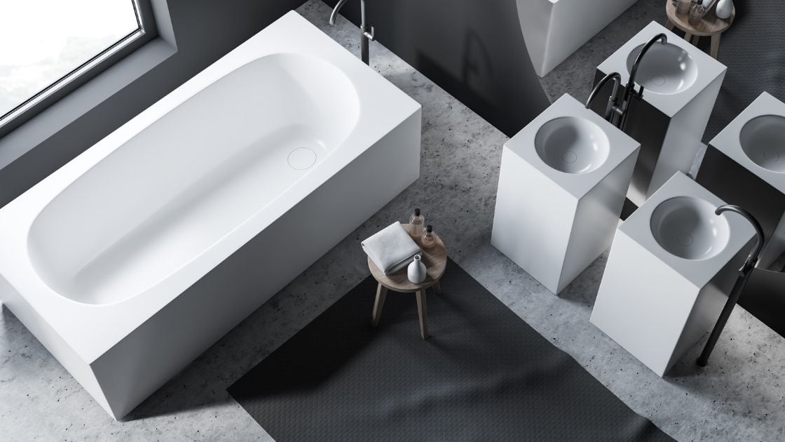 Incredible white vanity and tub