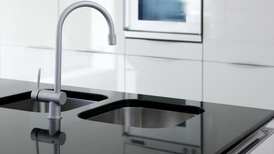 Black Kitchen Countertop With Sink