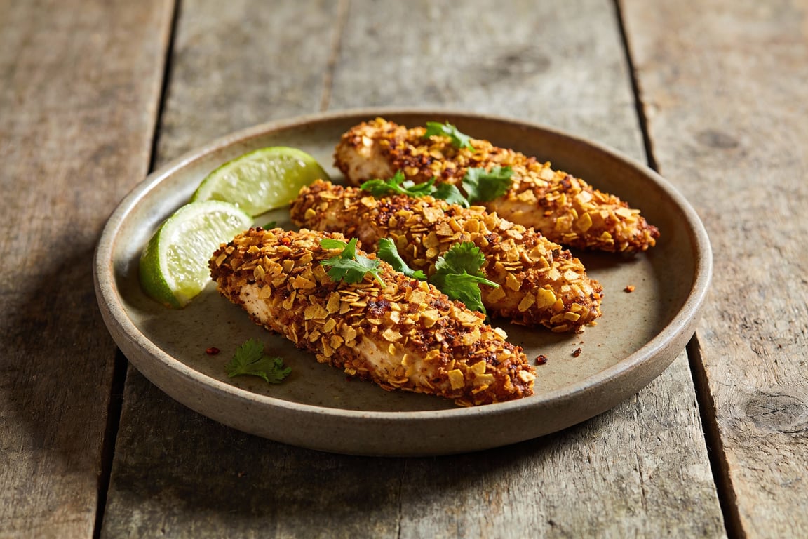 Chipotle & Lime Tortilla-Crusted Tenders (Pollo en Costra de Tortilla)