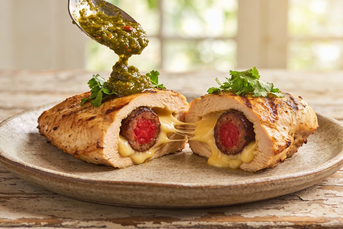 Pechugas Rellenas: Chorizo and Oaxaca Cheese Stuffed Chicken