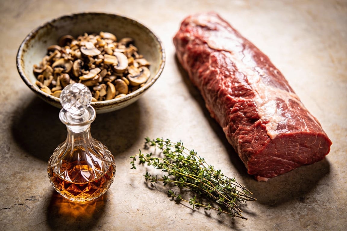 Classic beef wellington with pate - mushroom duxelles