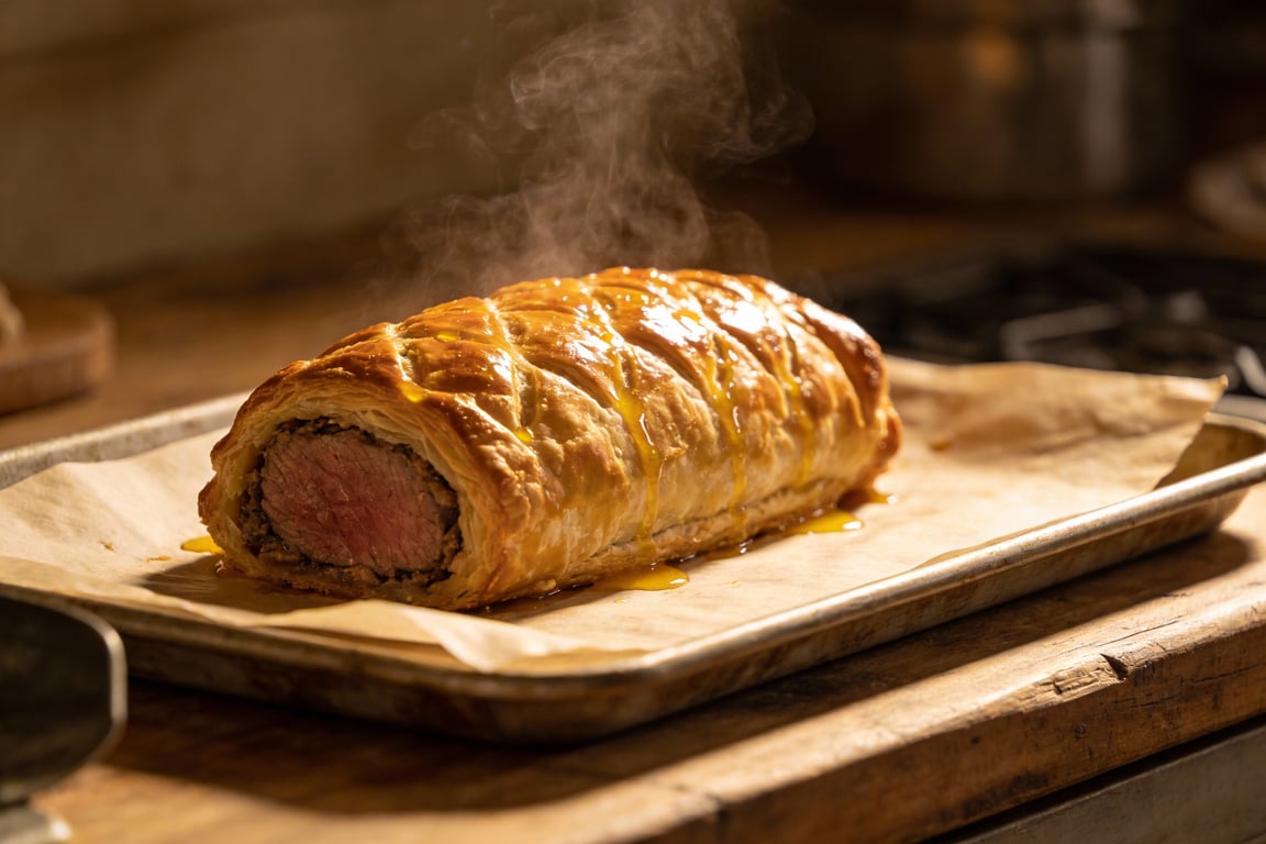 supper club beef wellington - searing the tenderloin