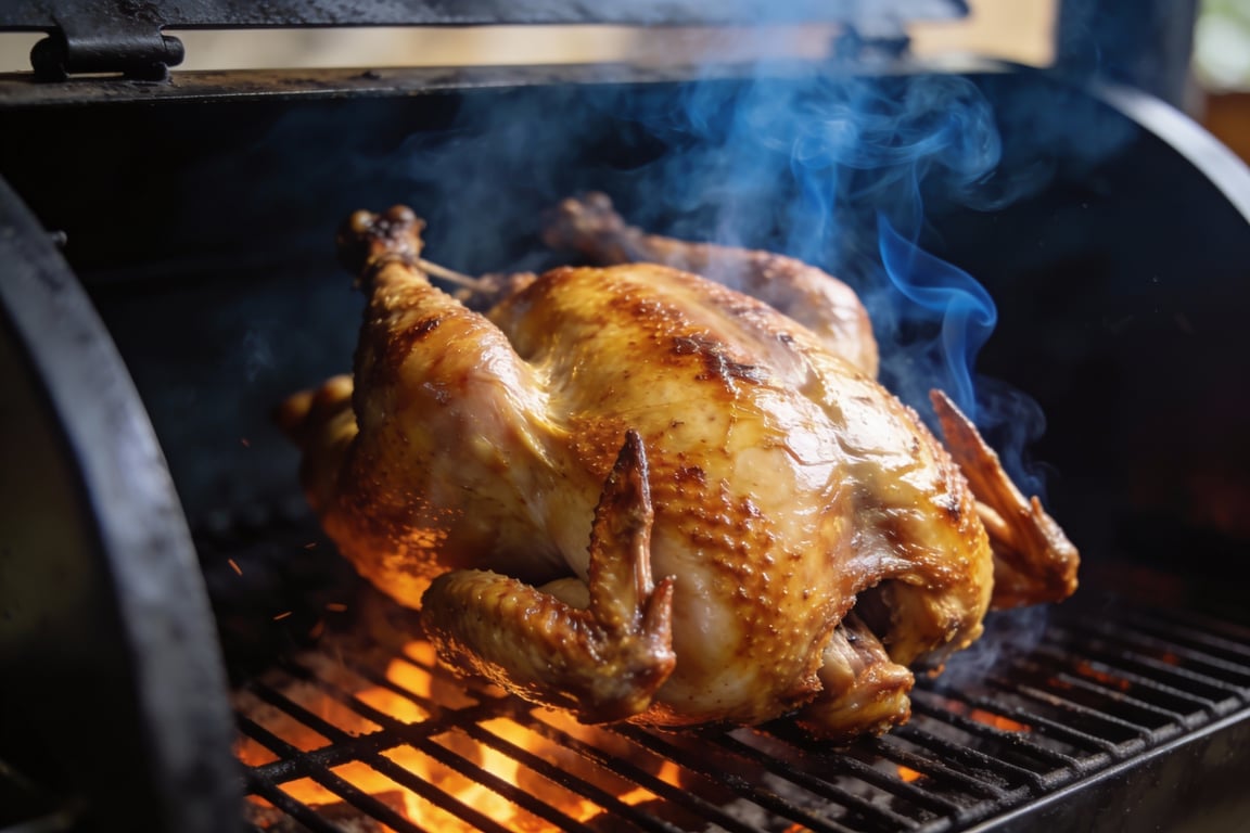 Pitmaster turkey tips for maintaining a clean fire and thin blue smoke.