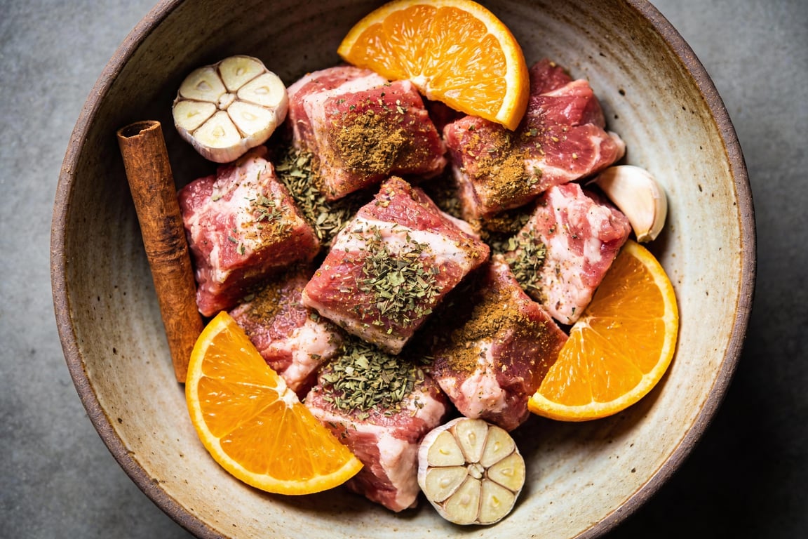 Ingredients and prep for oven roasted carnitas