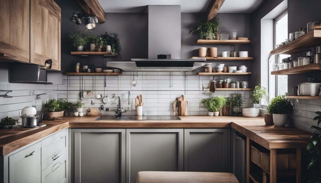 Small kitchen with open shelving