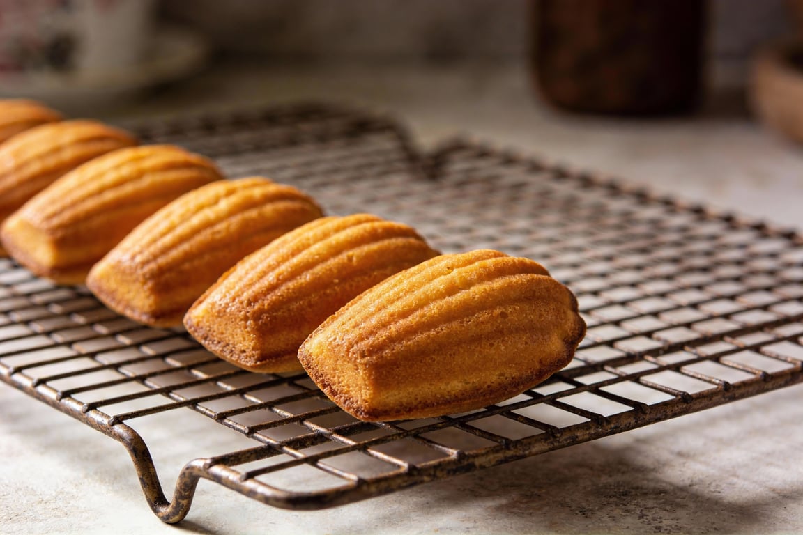 Golden brown butter being prepared for the madeleine batter