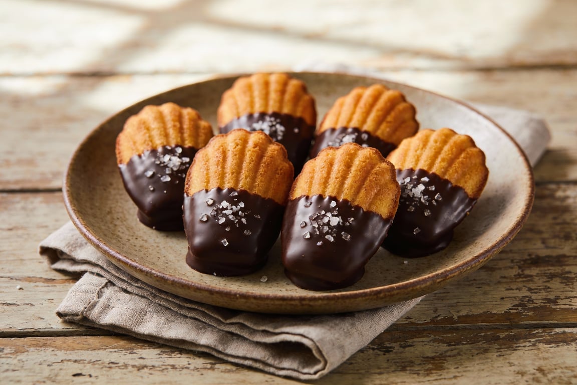 Dark Chocolate & Sea Salt Dipped Madeleines