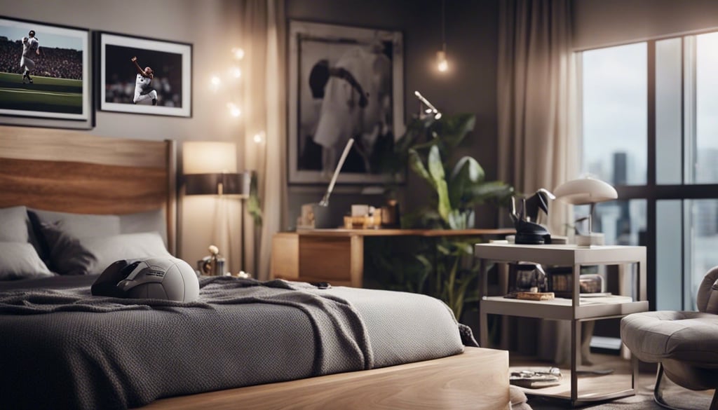 Bredroom for male sports fan