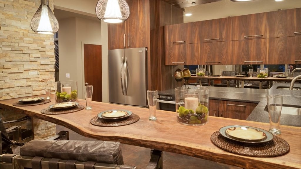 Rustic Wooden Kitchen With Wooden Table Area