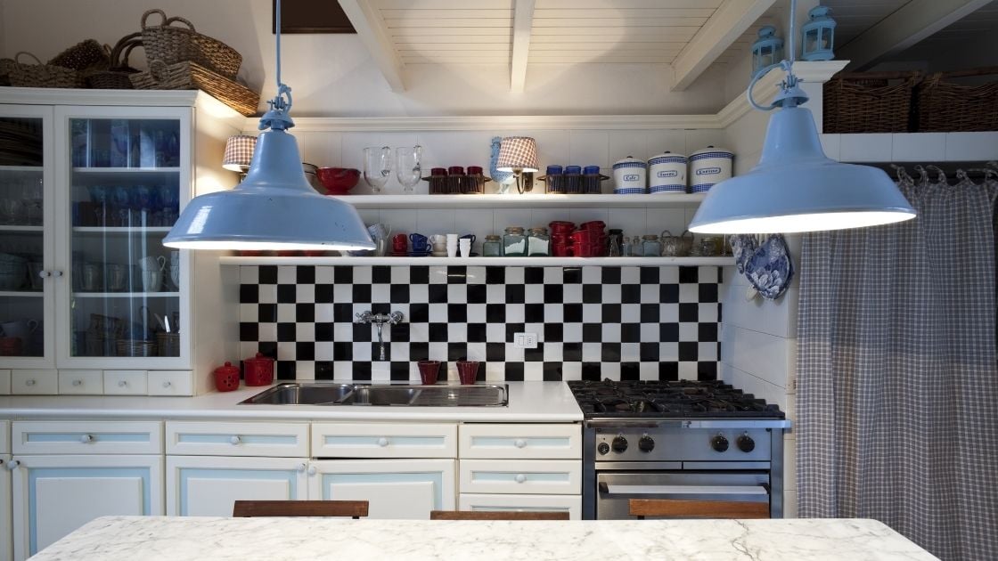 Black and White Check Kitchen Backsplash