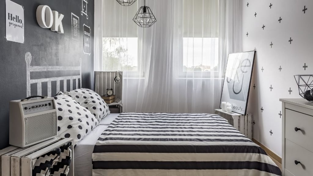 Black and White Striped Patterned