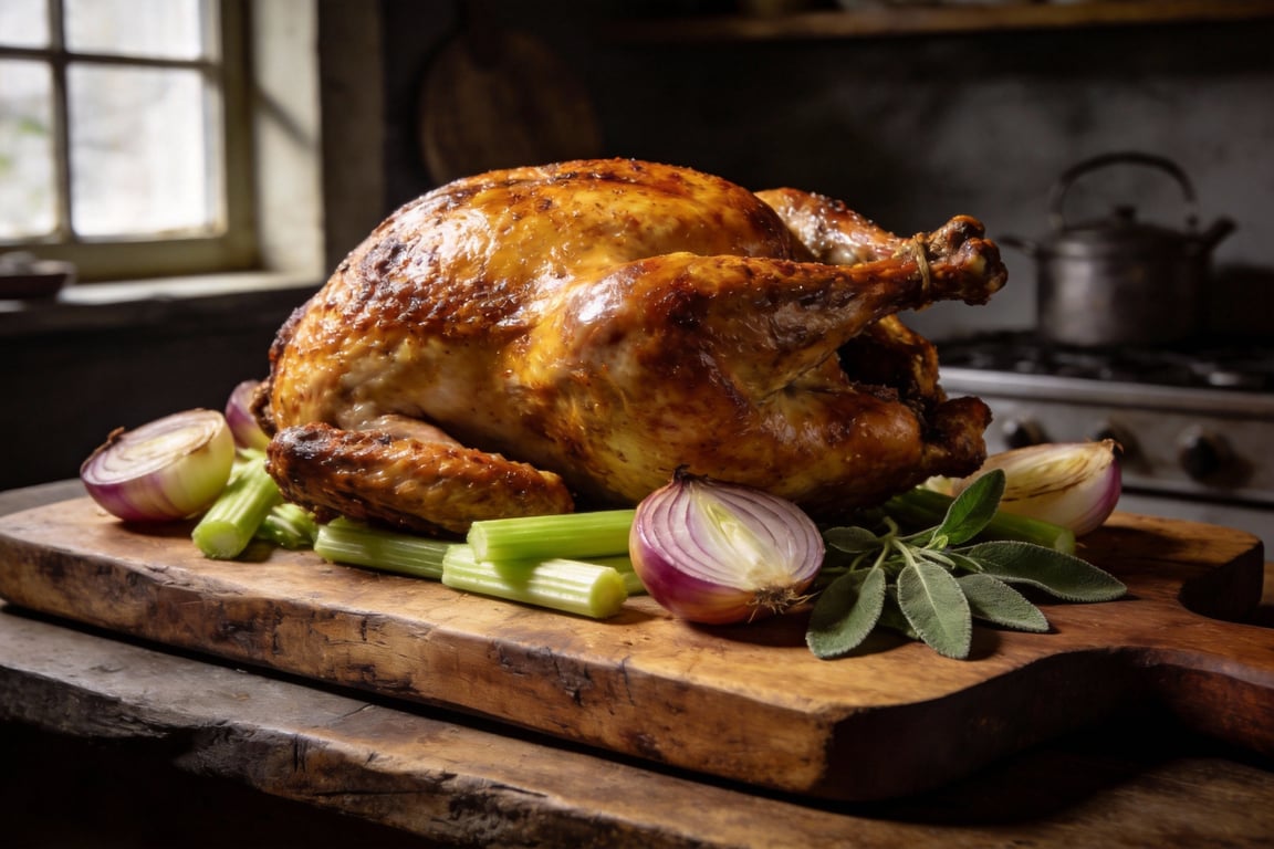 Developing a dark mahogany roux for old school turkey roast gravy