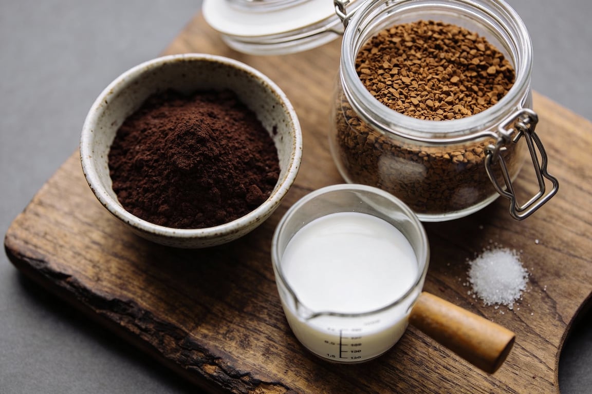 Steps to create the budget mocha frappe slurry