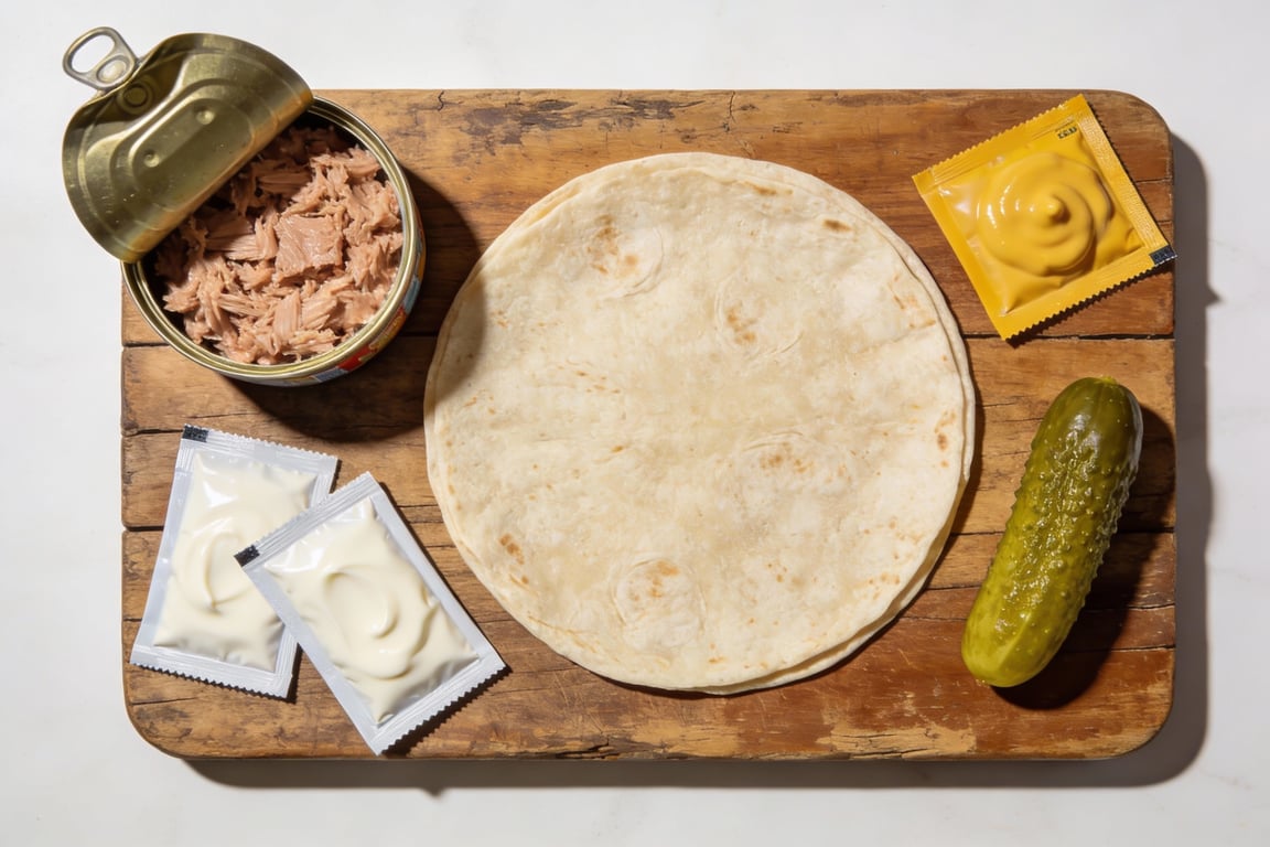 Preparing a tuna and pickle recipe in a dorm