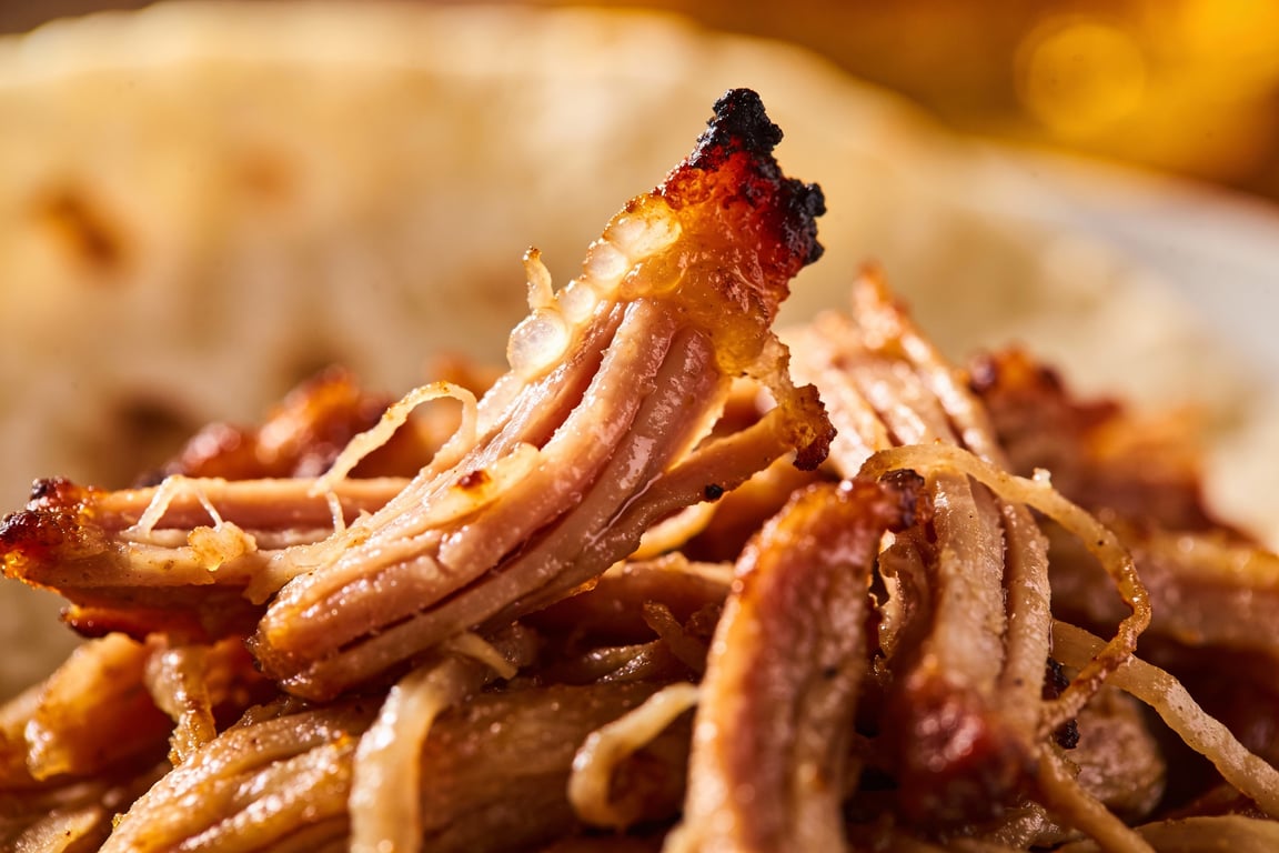 1-inch cubes of pork shoulder for 30 minute carnitas