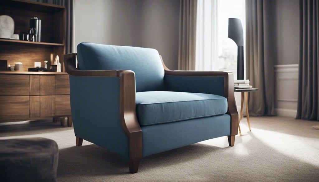 Large armchair in mens bedroom