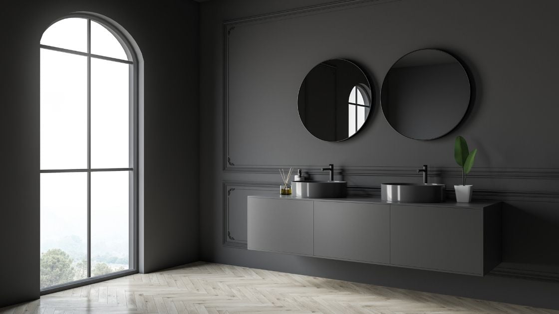 Incredible gray powder room