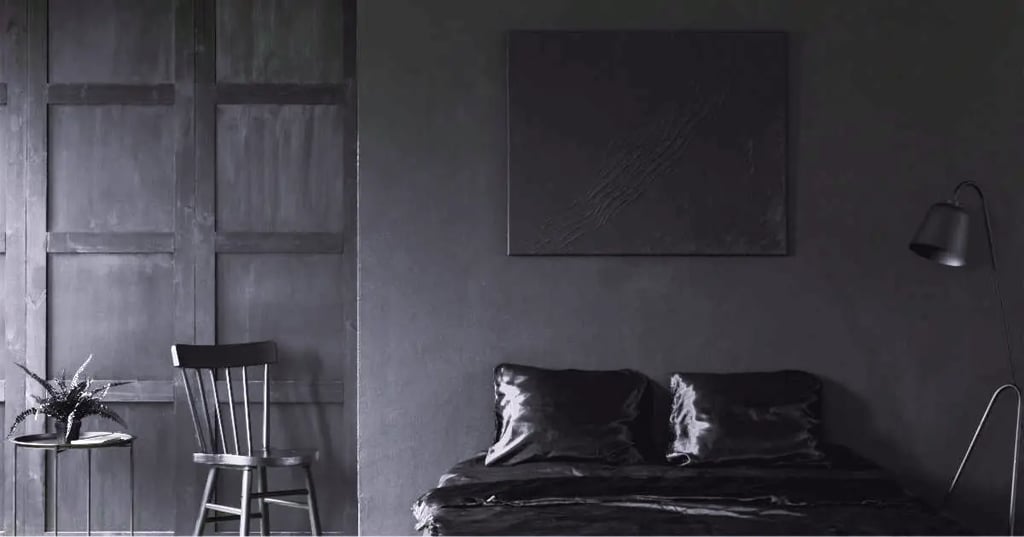 Dramitic Looking Bedroom with Black Furniture