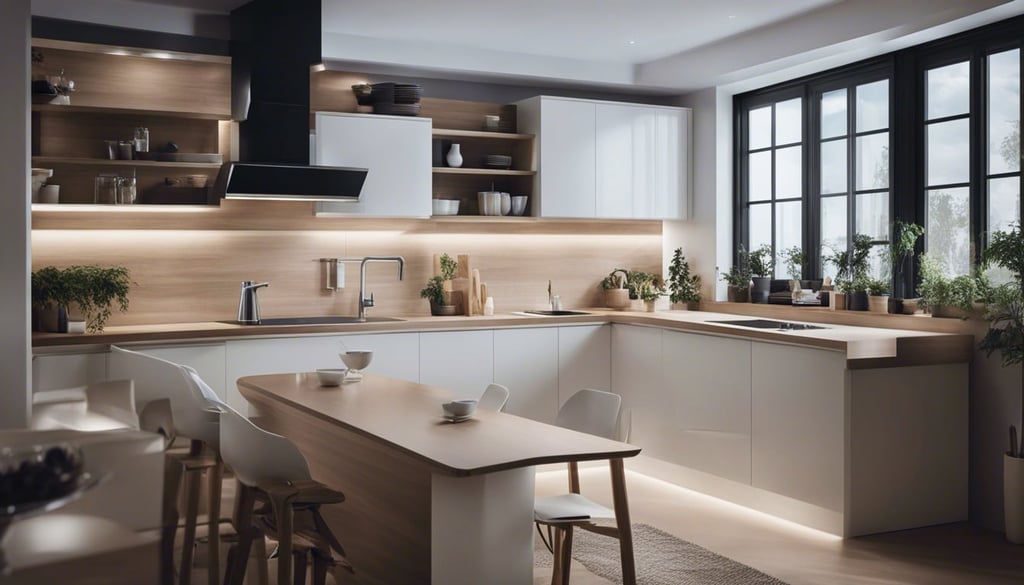 Open plan small kitchen