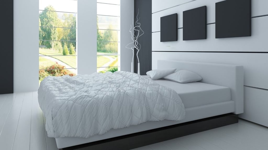 White Bedroom Wall Black Accent