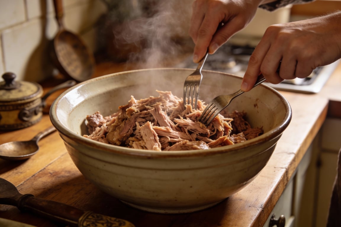 Topping station for family carnitas taco bar