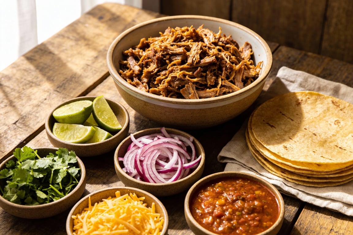 Family Carnitas Taco Bar (Slow Cooker & Hidden Veggies)