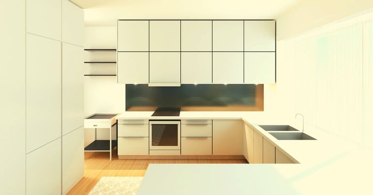 Timeless elegance White countertops and cabinets