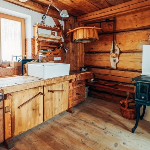 Rustic Wooden Kitchen With Wooden Floor